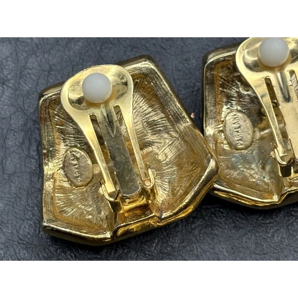 Vintage Park Lane Lot 3 Pairs Clip-On Earrings Black Enamel Pearl Rhinestone